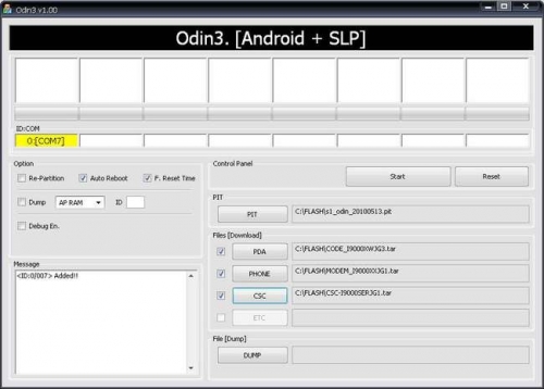 Прошивка Samsung Galaxy S i9000 с помощью "Odin"