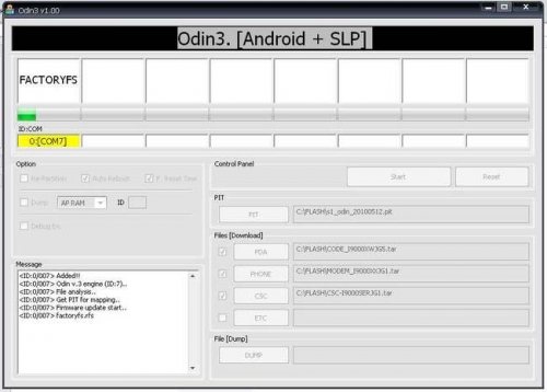 Прошивка Samsung Galaxy S i9000 с помощью "Odin"
